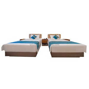 Commercial Hotel Furniture Complete Bedroom Set Wooden Double Twin Bed Upholstered <b>Headboard</b> <b>Panel</b> Nightstand For 3 Star Hotel - Product Image 5