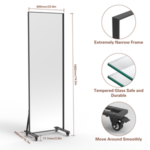 Black Big Size Full-length <strong>Mirrors</strong> 72" Tall <strong>Freestanding</strong> Bedroom Long Full Body <strong>Mirror</strong> <strong>Large</strong> Full Length <strong>Mirror</strong> with Stand - Product Image 4