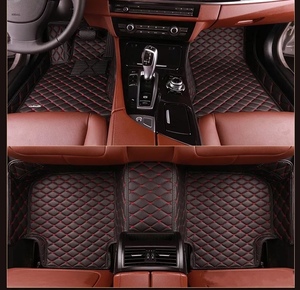 Luxury <strong>Car</strong> <strong>Mats</strong> Leather Customs Made 95% <strong>Car</strong> Models Full Coverage Interior Protection Waterproof <strong>Mats</strong> Black with <strong>Red</strong> Lines - Product Image 1