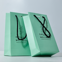 Individuell Bedruckte Mintgrüne Papier-Geschenktasche mit Dickem Baumwollseilgriff Luxuriöse Papiertüte für Kosmetik Wellness Hautpflege Verpackung