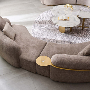 Ensemble de canapés modulaires en forme de C à décor en acier inoxydable doré, meubles de salon, tissu à boucle polaire - Product Image 5