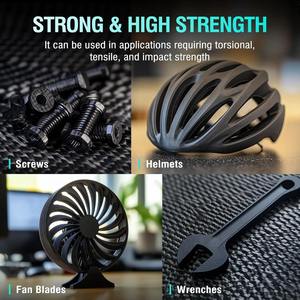 Filament d'impression 3D PA6-CF noir, nylon haute résistance avec fibre de carbone, 1,75 mm/2,85 mm, compatible FDM, 1 kg, pour moulage - Product Image 3