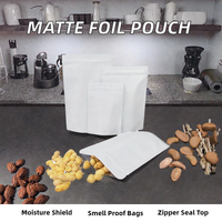 Witte matte aluminiumfolie zak 7,87" x 11,8" Mylar vierkante bodem ritssluiting bovenop vochtbestendige folie voedselstand-up pouches