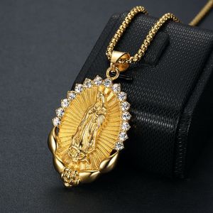 yunnique Rhinestone Oval Pendant Necklace Stainless Steel Unisex Clavicle Chain Gift Jewelry - Product Image 2
