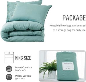 100% stonewashed pháp lanh <span class=keywords><strong>Comforter</strong></span> Bìa Set dừa nút đóng cửa 4 mảnh <span class=keywords><strong>Linen</strong></span> Duvet cover - Product Image 3