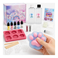 Kit Créatif Éducatif pour Squishies : Pâte de Silicone Double Bouteille, Paillettes, Bouteilles, Agitateurs en Bois, Boîte Licorne