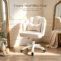 Chaise de bureau pivotante en forme de pétale avec coussin en forme de nœud, chaise de bureau réglable en hauteur avec base à cinq étoiles pour la maison, l'étude, la coiffeuse et le bureau