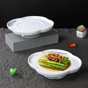 Plato de melamina estilo chino con forma de pétalo y soporte para exhibición, para uso en hoteles y restaurantes, con forma de flor y múltiples patrones. - Product Image 3