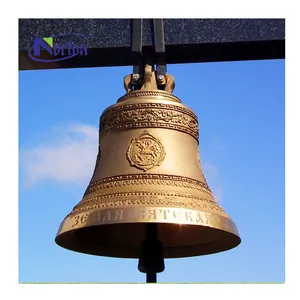 Large high quality hand carved temple hanging church bell gold luxury church bell large bronze