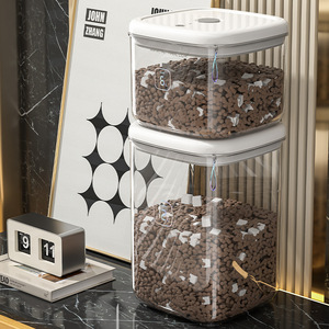 Vacuum Food Storage <b>Bin</b> 6L And 12L Airtight Clip On <b>Lid</b> Pet Food Container For Cat Dog Rice Storage Household Use - Product Image 1
