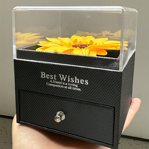 CLTF Regalo di Natale Collana Girasole 'You Are My Sunshine' Eterna, Scatola Portagioie in Acrilico con Motivo Elegante per Arredamento di Lusso - Product Image 6