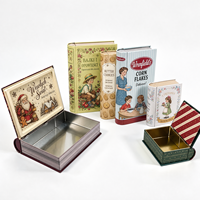 Boîte en métal personnalisée en forme de livre, multi-tailles, avec charnière, pour emballage cadeau de chocolats, bonbons et biscuits – Vente en gros