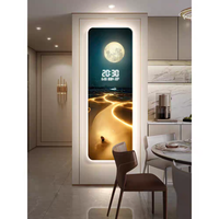 Jam Dinding Digital LED Desain Elemen Lanskap Gelombang Mewah Modern, Lampu LED, Pelat Kristal Karbon, Ukiran Dekoratif