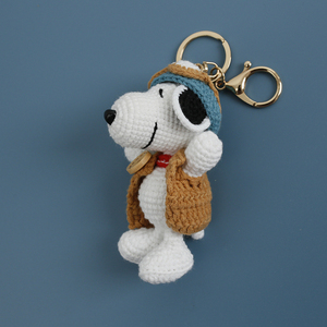 Mới Sáng Tạo Phim Hoạt Hình Dệt Kim Tay Búp Bê Handmade Crochet Cho Snoopy Búp Bê Trong Vest Màu Xanh Và Mũ Dễ Thương Sang Trọng Keychain Đồ Chơi - Product Image 2