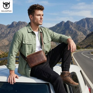 <span class=keywords><strong>Bolso</strong></span> <span class=keywords><strong>bandolera</strong></span> de cuero genuino para hombre de la marca BULLCAPTAIN con capa protectora pequeña y mediana, <span class=keywords><strong>bolso</strong></span> cruzado de piel de vaca. - Product Image 4