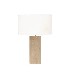 Lámpara de Mesa de Tubo de Color Gris de Tamaño Grande con Pantalla de Lino de Color Blanco para el Hogar - Product Image 1