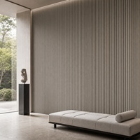 Panneau mural rainuré WPC WYRAX en bois gris pour décoration murale intérieure de bureau moderne