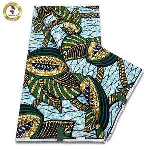 Mẫu Thiết Kế Bán Chạy Mẫu Hoa Lá Vải In Sáp 100% Cotton Châu Phi 6 Yard