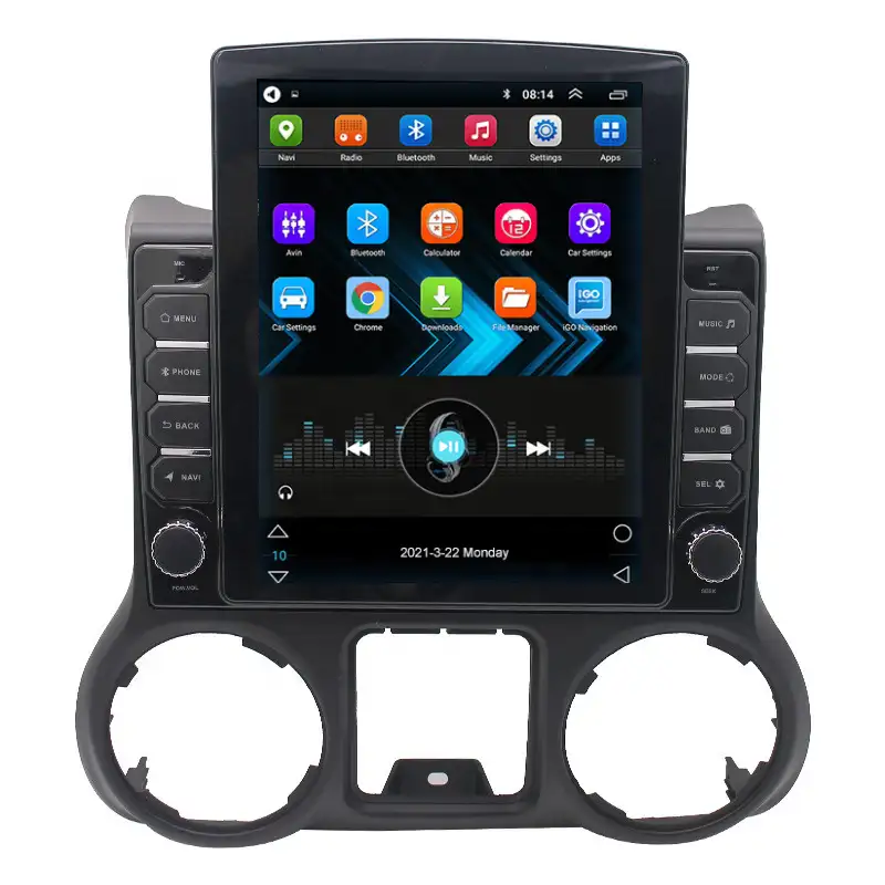 KunLin เครื่องเล่นมัลติมีเดียรถยนต์,หน้าจอสัมผัส IPS 2.5D ระบบ Android Car DVD วิทยุสำหรับ Jeep Wrangler พร้อม Gps Wifi