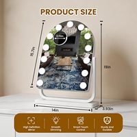 Miroir de maquillage rectangulaire à 13 ampoules LED avec écran d'affichage LED, cadre métallique, pour anniversaire, cosmétiques, maquillage, coiffeuse, chambre à coucher