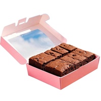 Emballage alimentaire jetable personnalisé pour tiramisu, boîte en papier rose pour pâtisserie, emballage de gâteau de mariage, boîte d'emballage pour brownie avec fenêtre