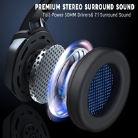 Headset Gaming Minghan USB Audifonos Resmi, Stereo Berkabel OEM untuk PS4 PC dengan Mic LED