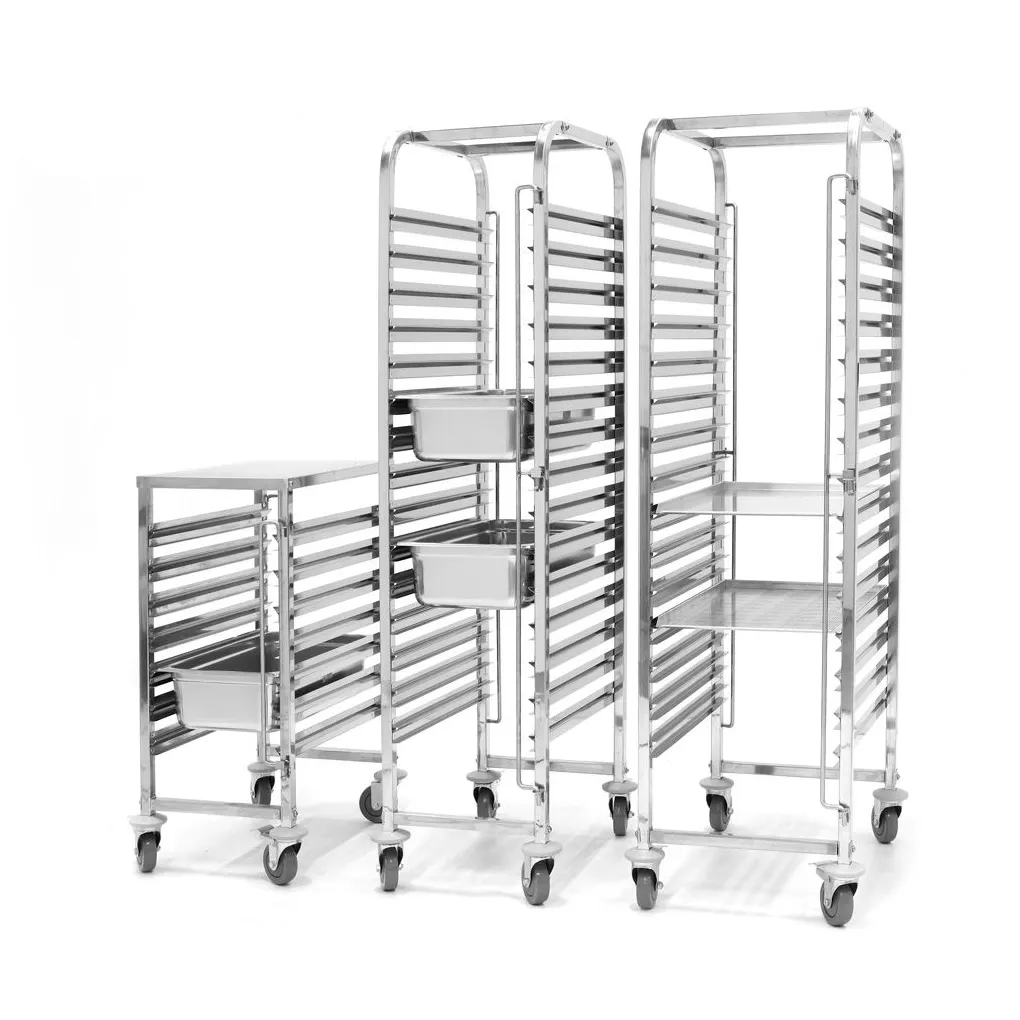 Stainless Steel Tray Rack Trolley GN 1/1 Pan 15 Tiers Saves Spaceレストラン