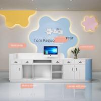 Meuble d'école populaire et durable, comptoir de réception bleu avec éclairage LED pour personnalisation