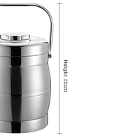 Boîte à bento isotherme en acier inoxydable 201, double paroi sous vide, compartimentée, forme tambour, design chinois simple, qualité alimentaire