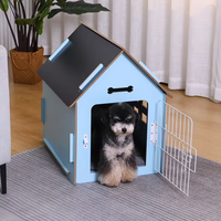 Maison pour chien en bois naturel, pour extérieur et intérieur, amovible, facile à installer.