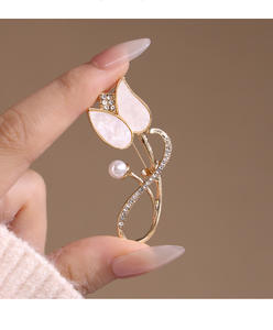 Broche de perla de circón de tulipán, broche coreano de lujo para mujer, alfileres de joyería de ramillete de Collar de alta calidad - Product Image 2
