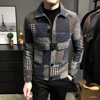 Veste en laine à carreaux nouvelle collection automne-hiver, style coréen, coupe ajustée, décontractée pour homme