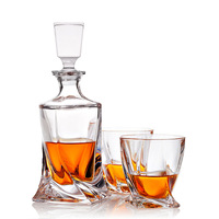 Usine Twisted Whisky Cristal Verres À Vin Ensemble Whisky Glaçon Ardoise Sous-Verre avec Boîte En Bois Carafe Cadeau Ensemble pour Bar Outils