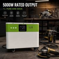 Station d'alimentation portable 5120Wh 5000W avec batterie LiFePO4, système de stockage d'énergie domestique sur roues, UPS de secours tout-en-un