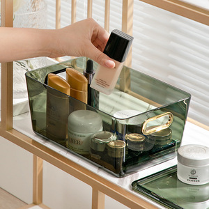 Cosmetic Storage Box Desktop Plastic Transparent Organizer With Lid Large Capacity <b>Makeup</b> Organizer For Bathroom <b>Vanity</b> - Product Image 3