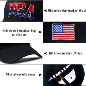 หมวกแก๊ปแฟชั่น USA ปีกโค้ง ปรับขนาดได้ ผ้าฝ้าย หมวกทรง Dad Cap ปักลายธงชาติอเมริกัน สำหรับทุกเพศ - Product Image 3