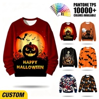 Sweat-shirt à col rond pour homme personnalisé OEM ODM avec impression intégrale sur le thème de la lune sanglante pour Halloween