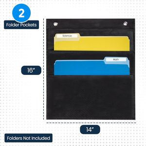 Organizador de archivos de 1 bolsillo, tabla de almacenamiento para montaje en pared, color negro, 14x16 pulgadas, para uso en oficina, aula y hogar - Product Image 1