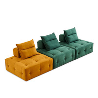 GREEN NATURE Bestseller transfrontalier Canapé italien monoplace monobloc en éponge pure, avec revêtement en chanvre et structure en acier inoxydable