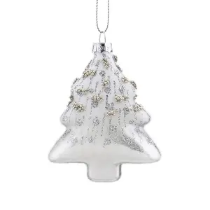 个性化圣诞玻璃星心树装饰与闪光珠子装饰出售