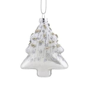 Décoration de Noël personnalisée en <span class=keywords><strong>verre</strong></span> en forme d'étoile, de cœur ou d'arbre avec des paillettes et des perles à vendre - Product Image 1