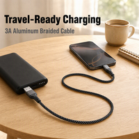 Kabel USB a ke C Pengisian Cepat 3A Berbahan Aluminium Alloy Kepang, Kompatibel untuk Laptop, Monitor, Ponsel