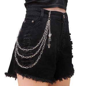 Cadena de cintura unisex estilo punk de varias capas, cadena corporal de aleación de zinc con diseño de cactus y herradura, estilo hip hop, moda casual. - Product Image 1