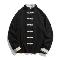 Blouson bomber printemps pour homme, style chinois, couleur unie, respirant, col montant à bouton unique, en velours côtelé, avec logo frontal, fini ODM