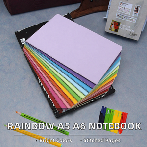 Cuaderno DOMIKEE A5 A6 Clásico Arcoíris, Papel Sólido, para Oficina, Escuela, Estudiantes, Composición, Ejercicios, con Líneas y Cuadrículas, Personalizable - Product Image 2