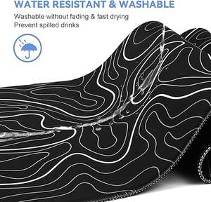 แผ่นรองเมาส์ ODM XL ขนาดใหญ่ ขอบเย็บอย่างดี สำหรับเล่นเกมส์ สีดำ ลายแผนที่ภูมิประเทศ ทำจากโพลีเอสเตอร์ พร้อมฐานยางกันลื่น - Product Image 3