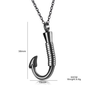 Collar de cremación de acero inoxidable con forma de anzuelo de pesca para cenizas, joyería urna con colgante conmemorativo, recuerdo para hombres - Product Image 6