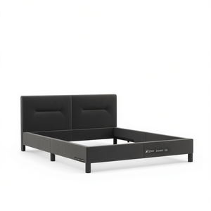 Base de Cama Tapizada en Terciopelo Gris Oscuro, 100% Poliéster, Madera Contrachapada, Diseño Minimalista, Mueble de Dormitorio Duradero y Elegante - Product Image 1