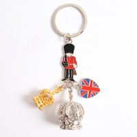 Porte-clés multi-breloques Royal Crown, souvenir britannique, Union Jack, Garde royale, Big Ben, alliage de zinc, cadeau de voyage