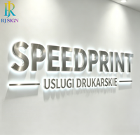 Enseigne d'entreprise 3D personnalisée noire rétroéclairée en acrylique LED pour studio créatif, décoration murale de bureau, plaque logo